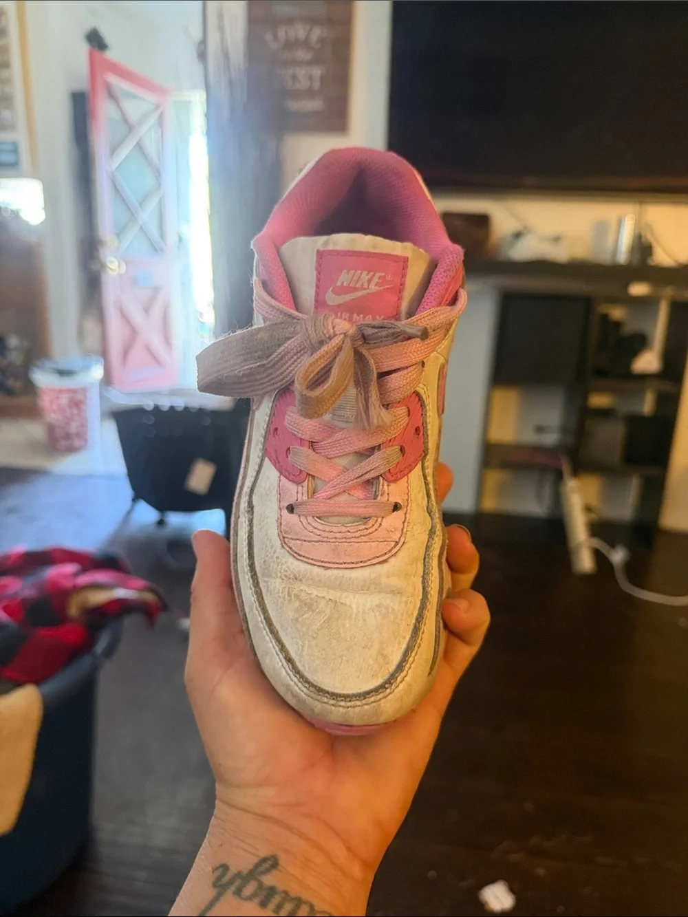 Nike White and Pink Air Max Women's Sneaker